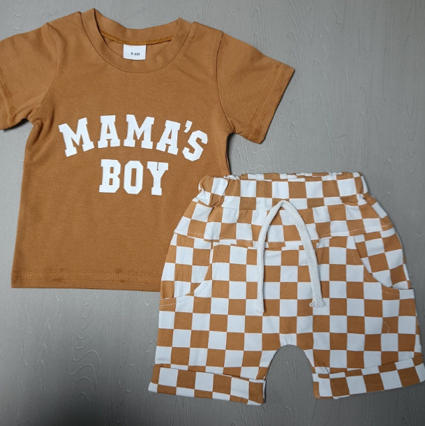 Round Neck Short Sleeve Plaid Shorts Two-piece Set - Cindi Book