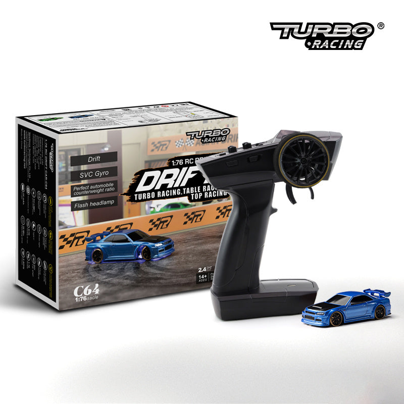 Turbo Racing 1vs76 C64 Drift RC Car With Gyro Radio Full Proportional Remote Control Toys RTR Kit For Kids And Adults - Cindi Book