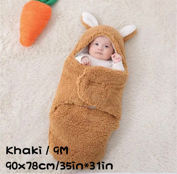 Super Soft Baby Sleeping Bag Fluffy Fleece Newborn Blanket Swaddle Blankets, Unisex Baby Wrap For Newborn Baby Boys Girls With Head-Protecting & Head-Supporting Function, Wearable Swaddle Sleep Sack - Cindi Book