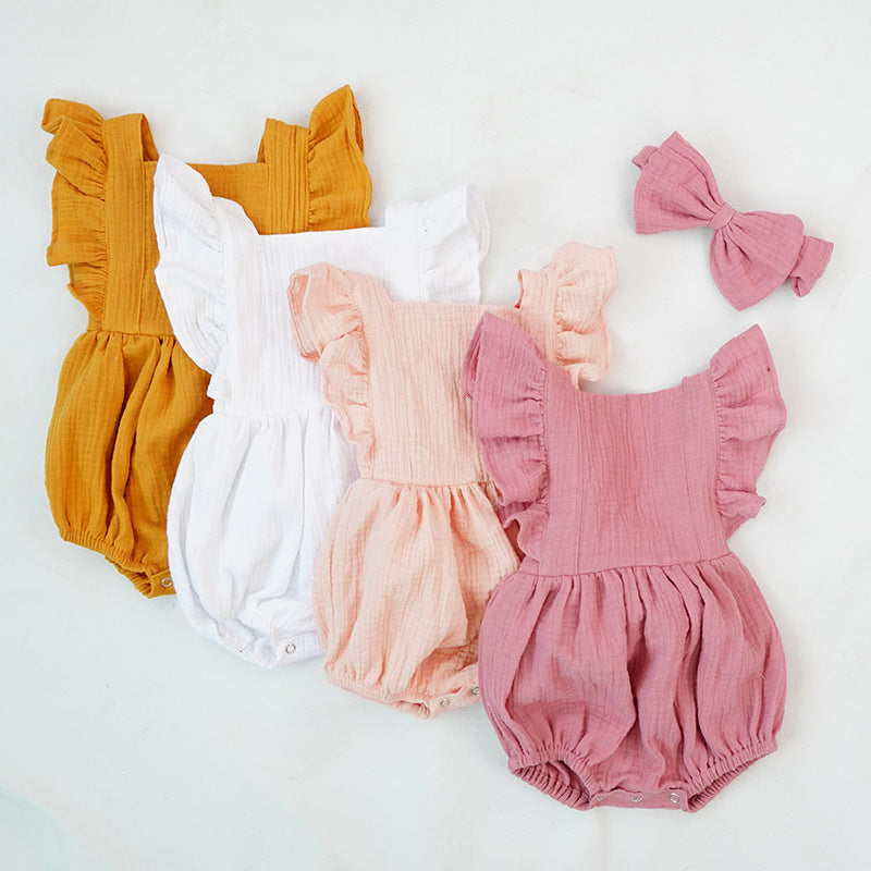 Ruffled short-sleeved girl romper wrinkle bag fart clothing - Cindi Book