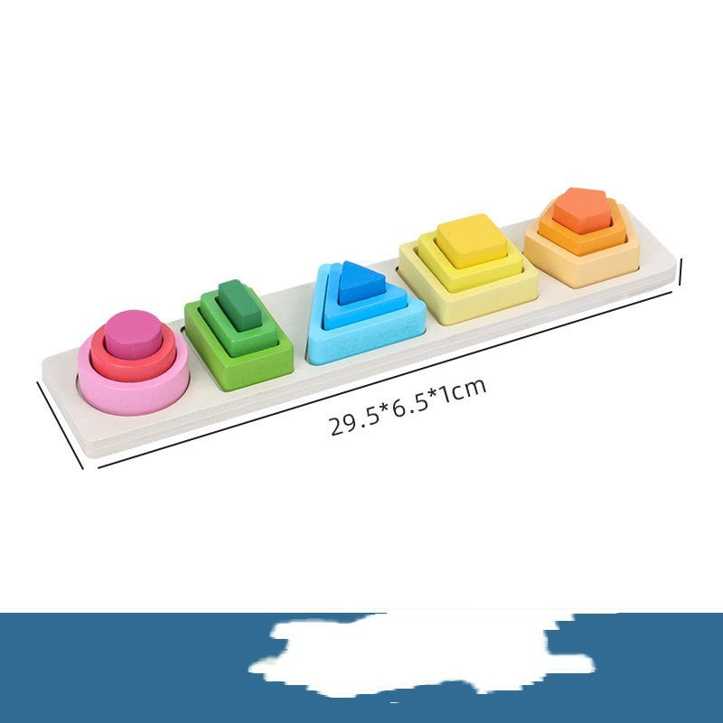 Geometric Shape Five Sets of Column Building Blocks Early Education Intellectual Development Toys