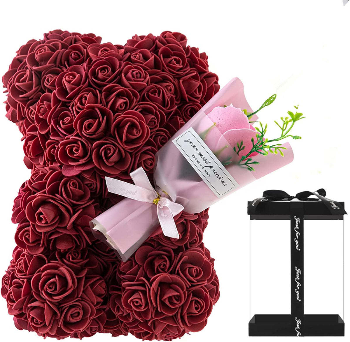 Rose Bear Preserved Fresh Flower Valentine's Day Birthday Gift - Cindi Book