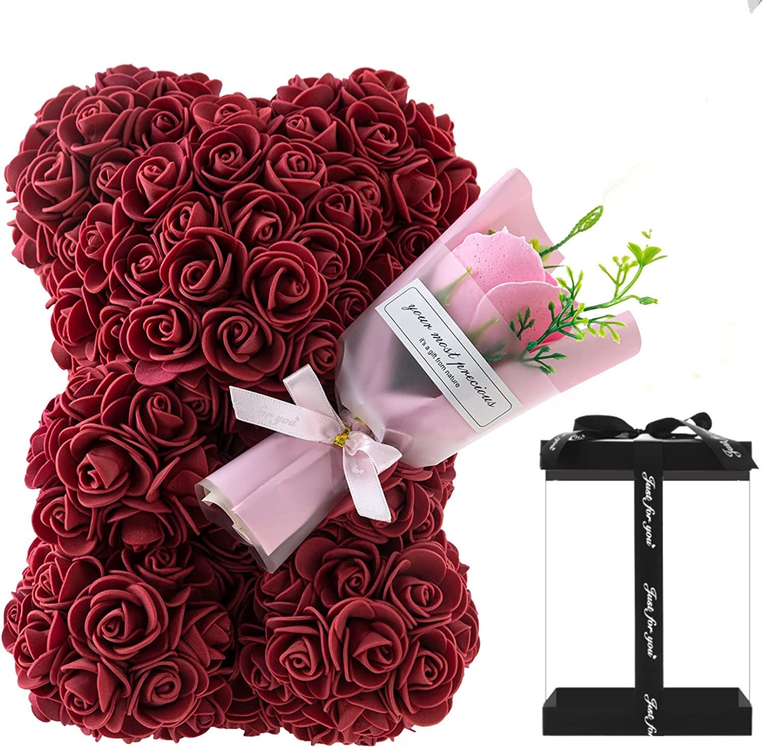 Rose Bear Preserved Fresh Flower Valentine's Day Birthday Gift - Cindi Book