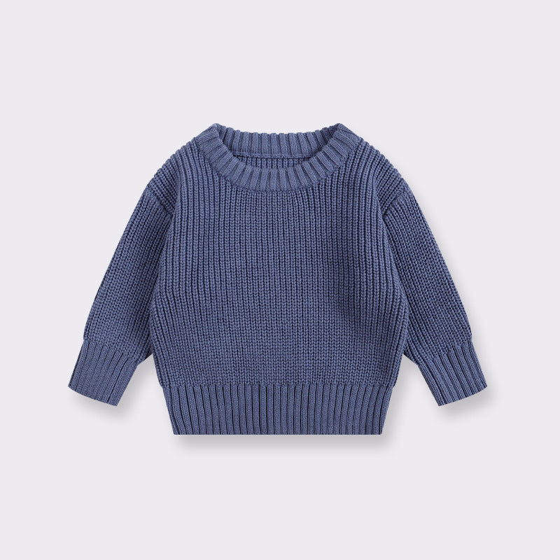 Simple Solid Color Girls' Round Neck Base Knitwear - Cindi Book