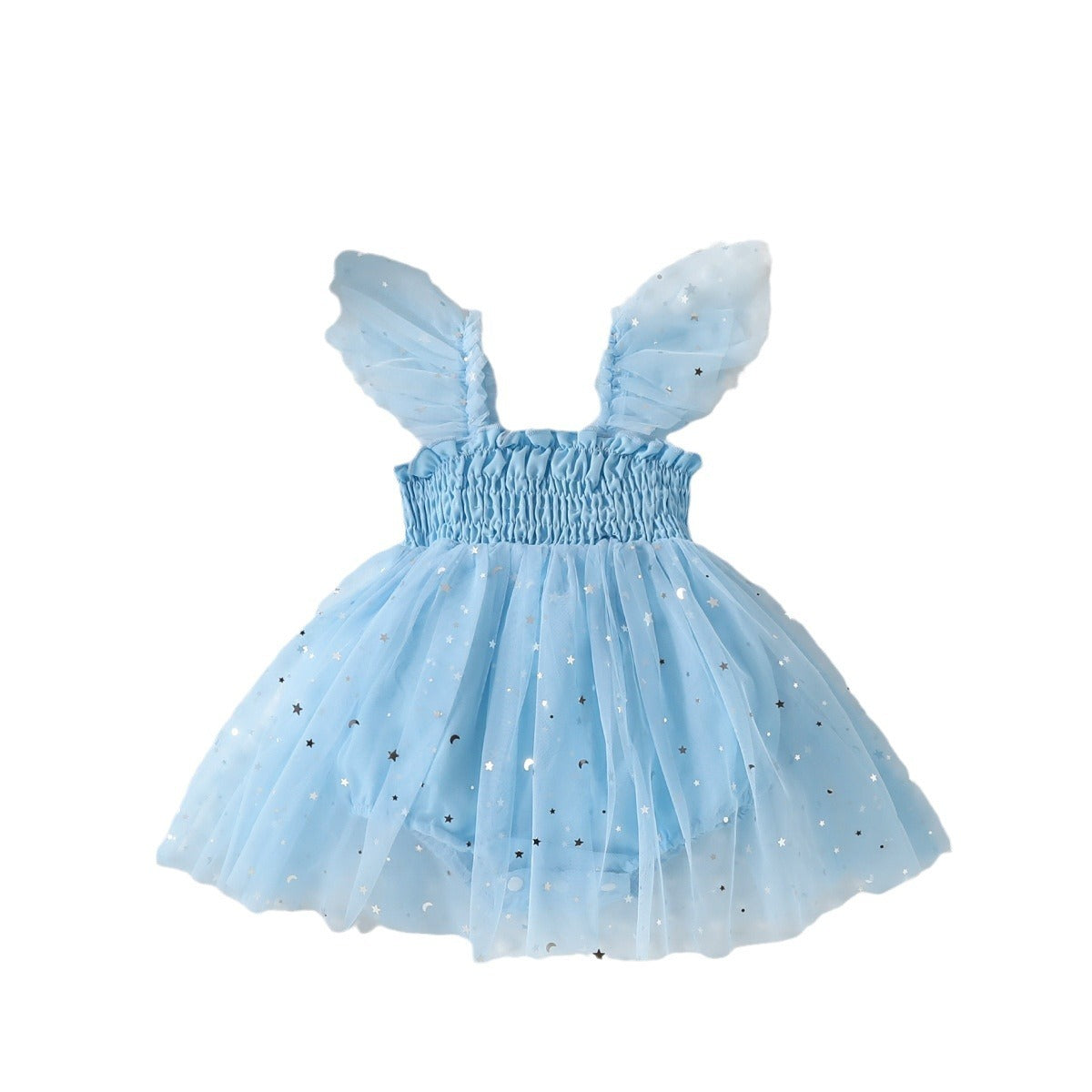 Girls' Mesh Flounced Sleeve Shoulder Princess Onesie - Cindi Book
