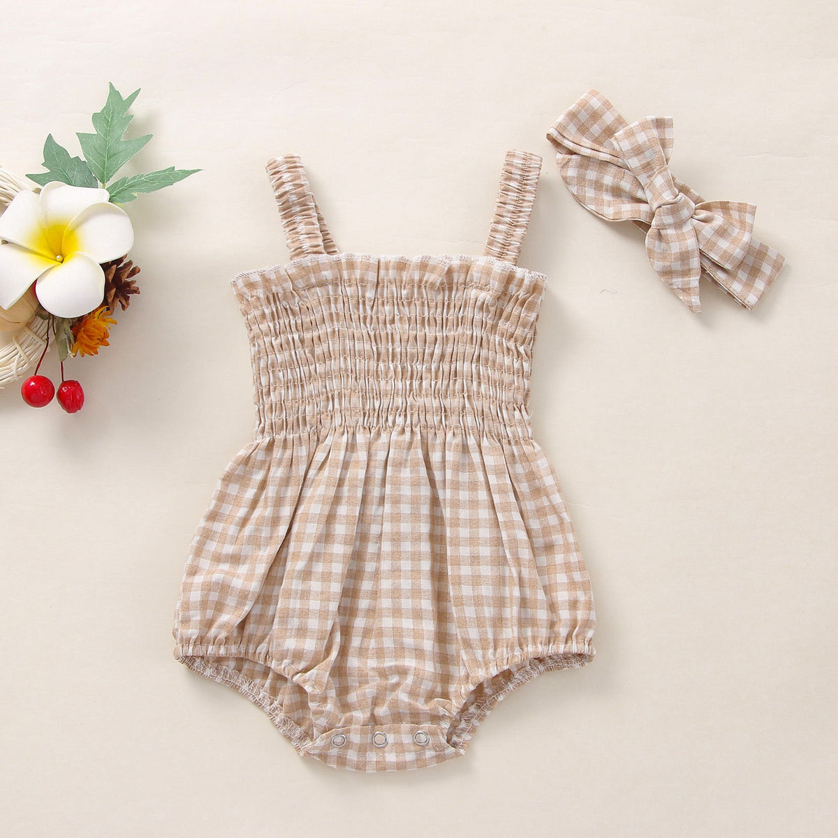 Infant Baby Girls 2Pcs Summer Outfits, Sleeveless Frill Smoc - Cindi Book