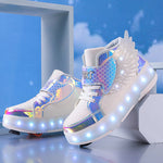 Children's Double-wheel Deformed Wings LED Luminous Rollerskate - Cindi Book