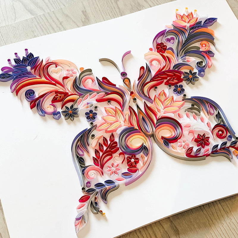 A4 Butterfly Quilling Paper Handmade DIY Material Package