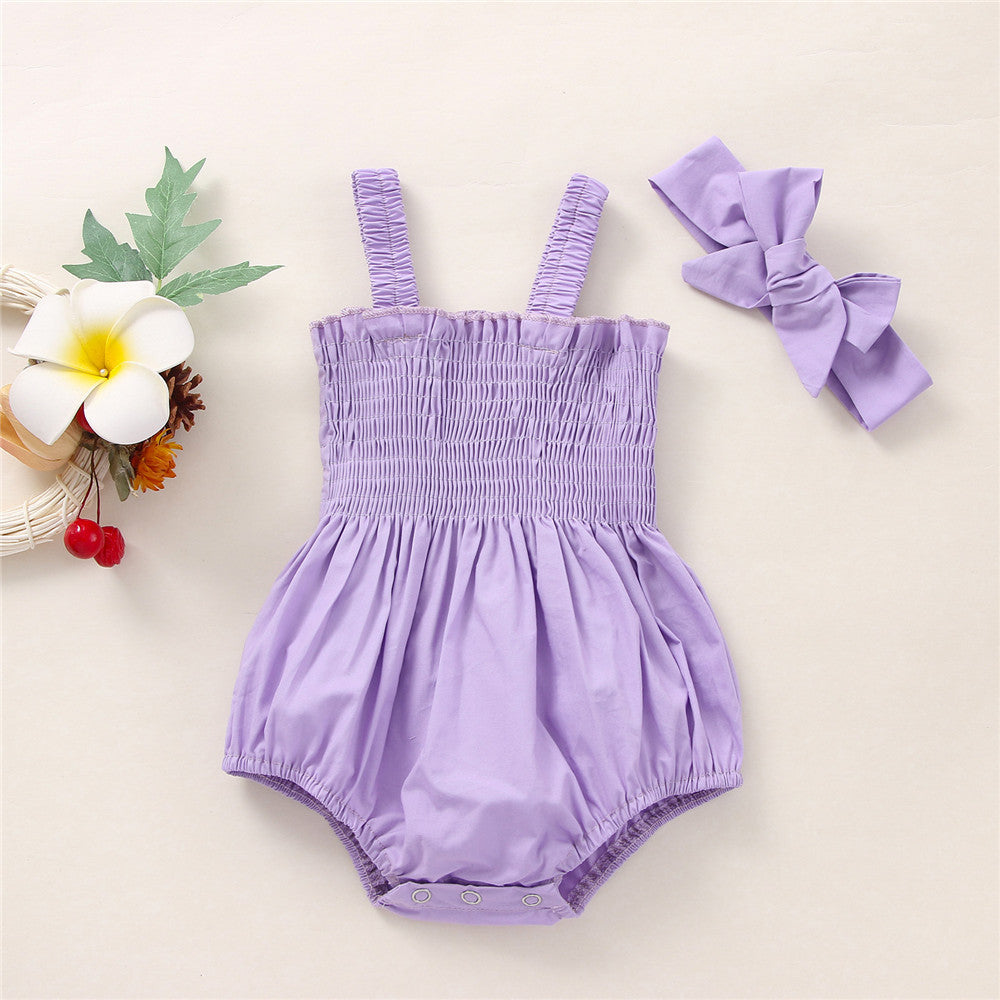 Infant Baby Girls 2Pcs Summer Outfits, Sleeveless Frill Smoc - Cindi Book