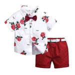 2pcs Summer Baby Set Flower Short Sleeve Polo Shirt With Red Shorts Shorts School Clothes For Children  China - Cindi Book