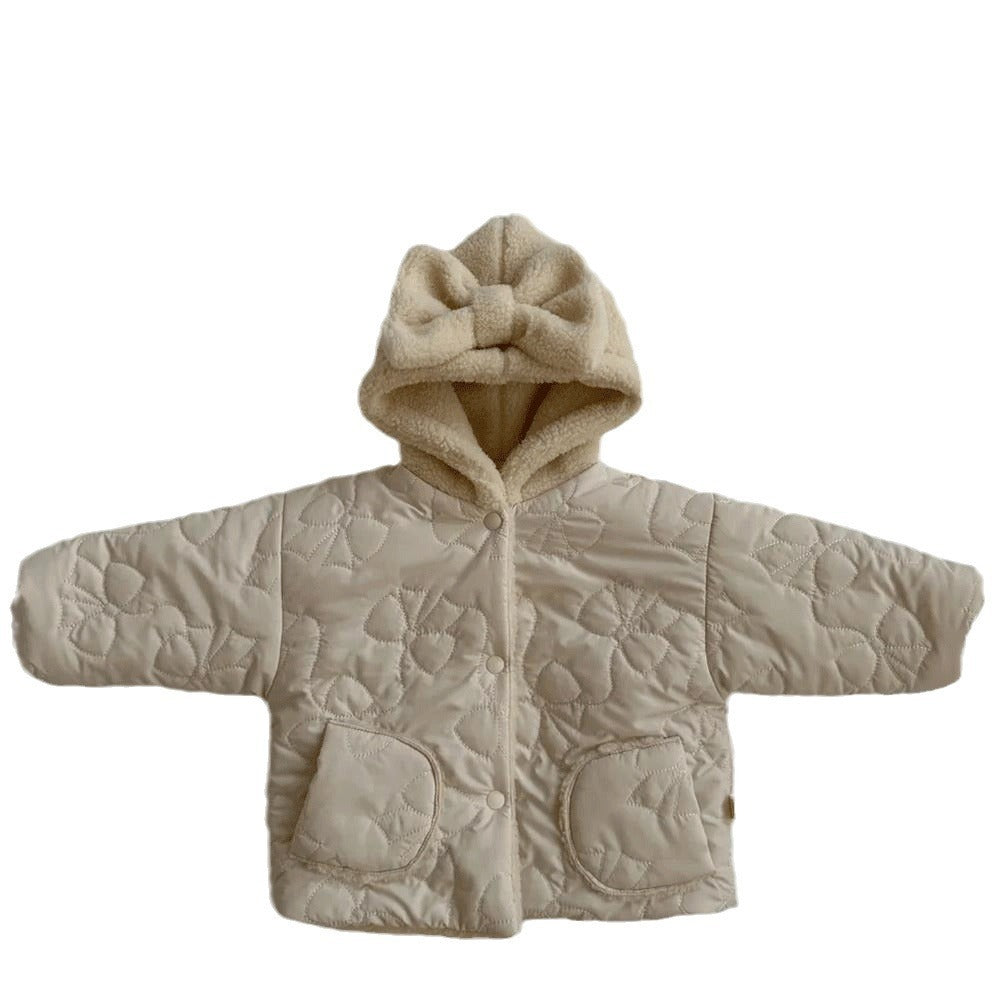 Girls' Cashmere Thickened Hooded Cotton Coat Jacket - Cindi Book
