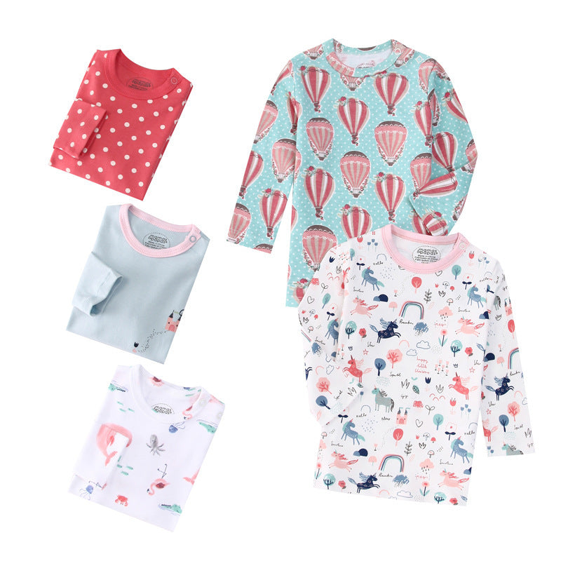 Autumn Children's Cartoon Printed Home Long-sleeved Top T-shirt Mixed Color Five Pieces - Cindi Book