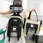 Large Capacity High School Plaid Three-piece Set Junior High School Student Elementary School Studebt Backpack - Cindi Book