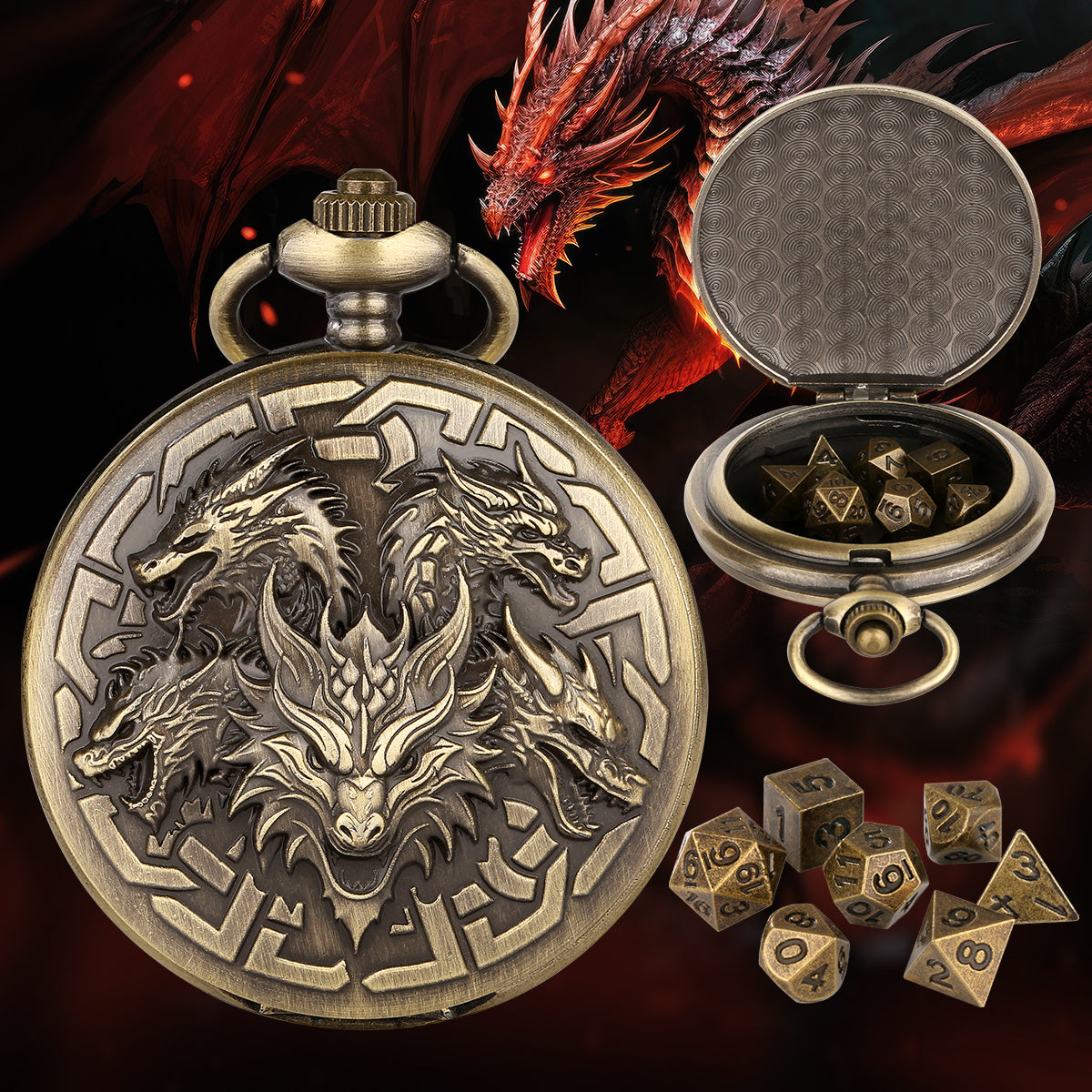 Retro Creative Pocket Watch Shaped Tabletop Game Dice Set -7PCS Metal Polyhedral Dice, Steampunk Style Portable DND Dice Set, Exquisite Metal Craftsmanship, Adding Unique Charm To Tabletop Games - Cindi Book