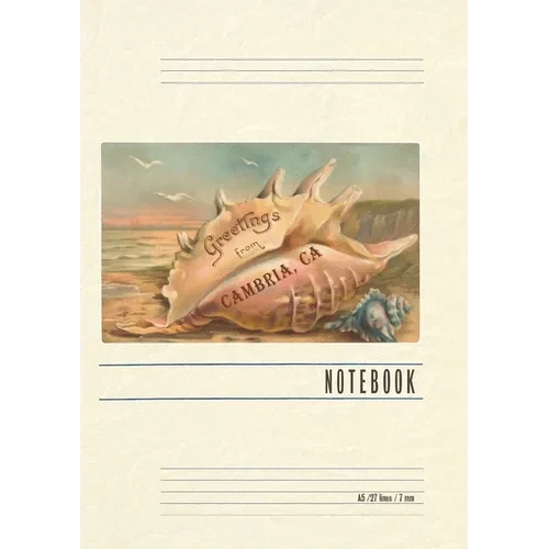 Vintage Lined Notebook Conch Shell Greetings from Cambria - Paperback
