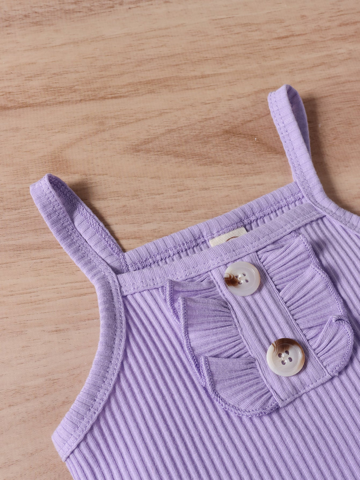 Cute Purple Strap Sunken Stripe Butterfly Shorts Two-piece Set - Cindi Book
