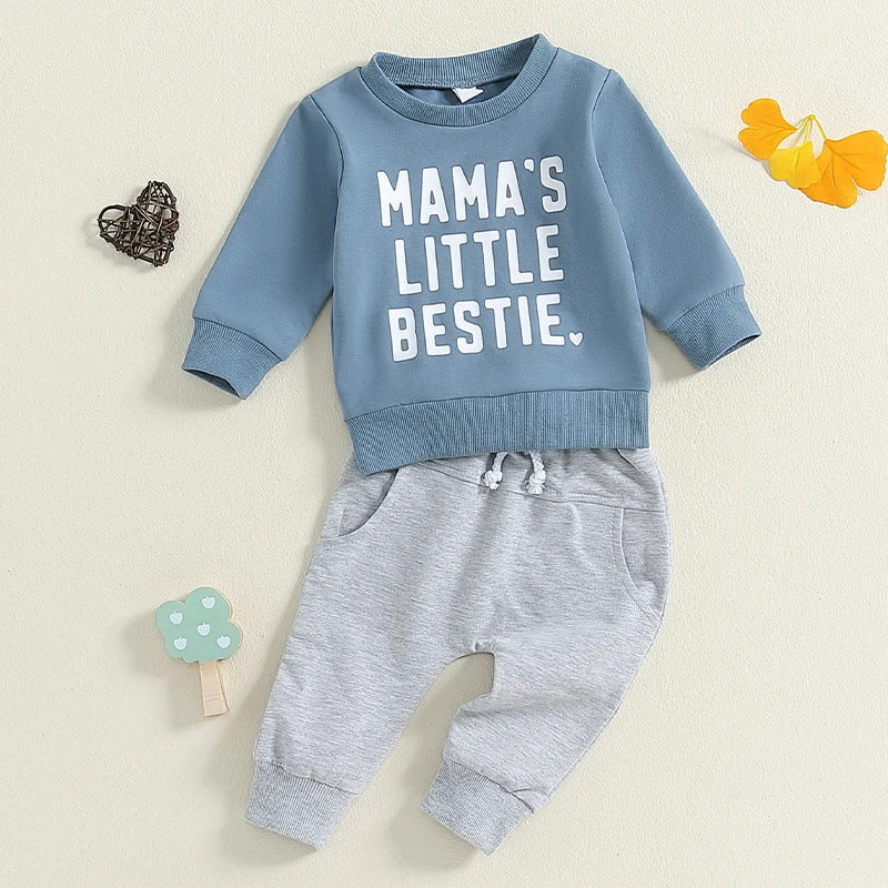 Sports and Leisure Round Neck Long Sleeve Letter Print Sweatshirt Trousers Set Two-Piece Set