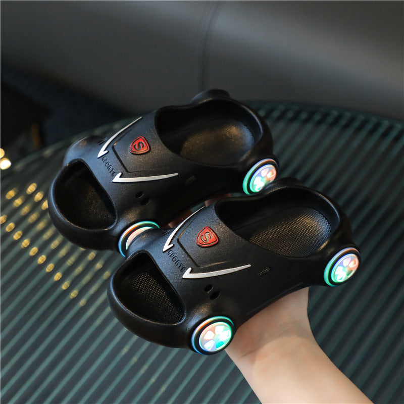 Kids Glowing Slippers Cartoon Car Sandals Children Sandals Anti Slip Boys Girls Luminous Slippers Summer Beach Shoes - Cindi Book