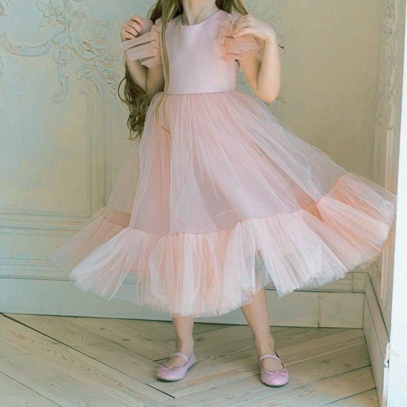 Girls' Birthday Princess Dress With Fluffy Yarn - Cindi Book
