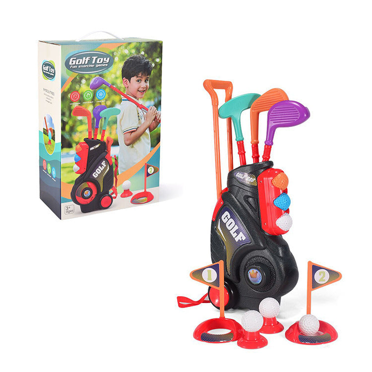 Children's Trolley Box Golf Toy Club Suit Educational Indoor Outdoor Sports Game - Cindi Book