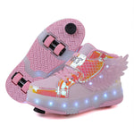 Children's Double-wheel Deformed Wings LED Luminous Rollerskate - Cindi Book