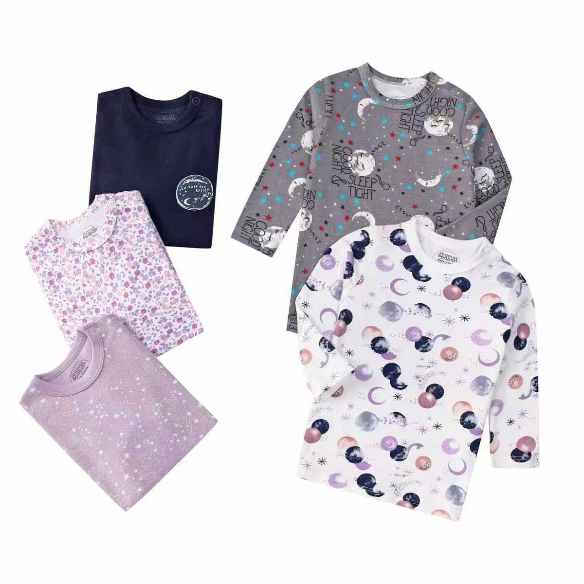 Autumn Children's Cartoon Printed Home Long-sleeved Top T-shirt Mixed Color Five Pieces - Cindi Book