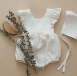 Baby Cotton And Linen Summer Strap One Piece Suit - Cindi Book