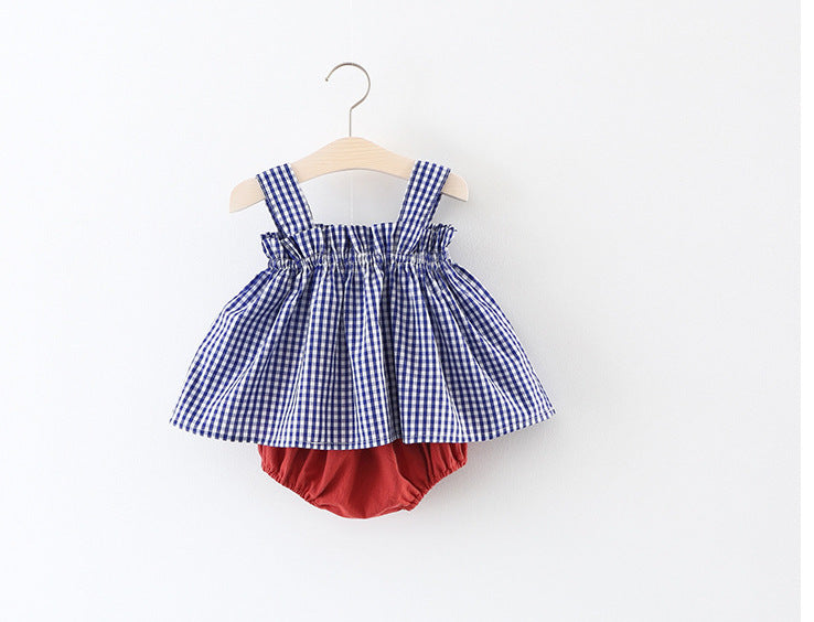 Plaid Suspenders Butt Clothes Trendy Two-piece Suit - Cindi Book