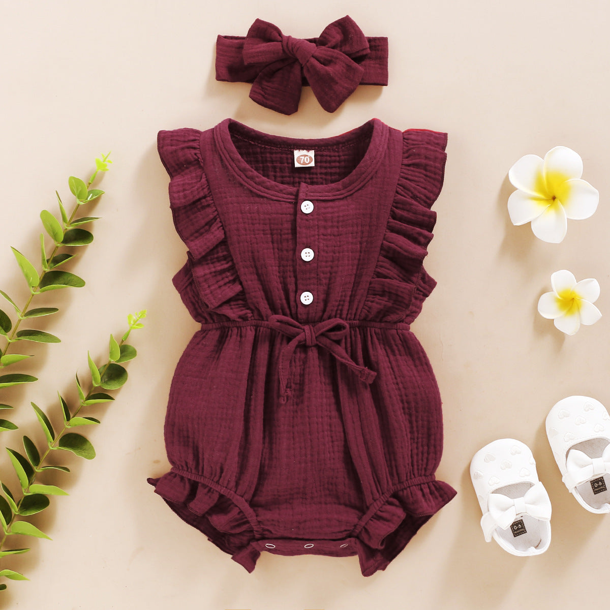 Baby Spring and Autumn Models New Sleeveless Solid Color Personality Baby Girl Romper