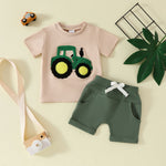 Boy's Clothing Printed Pullover Fashion Round Neck Solid Color Short Sleeve Pocket Shorts - Cindi Book