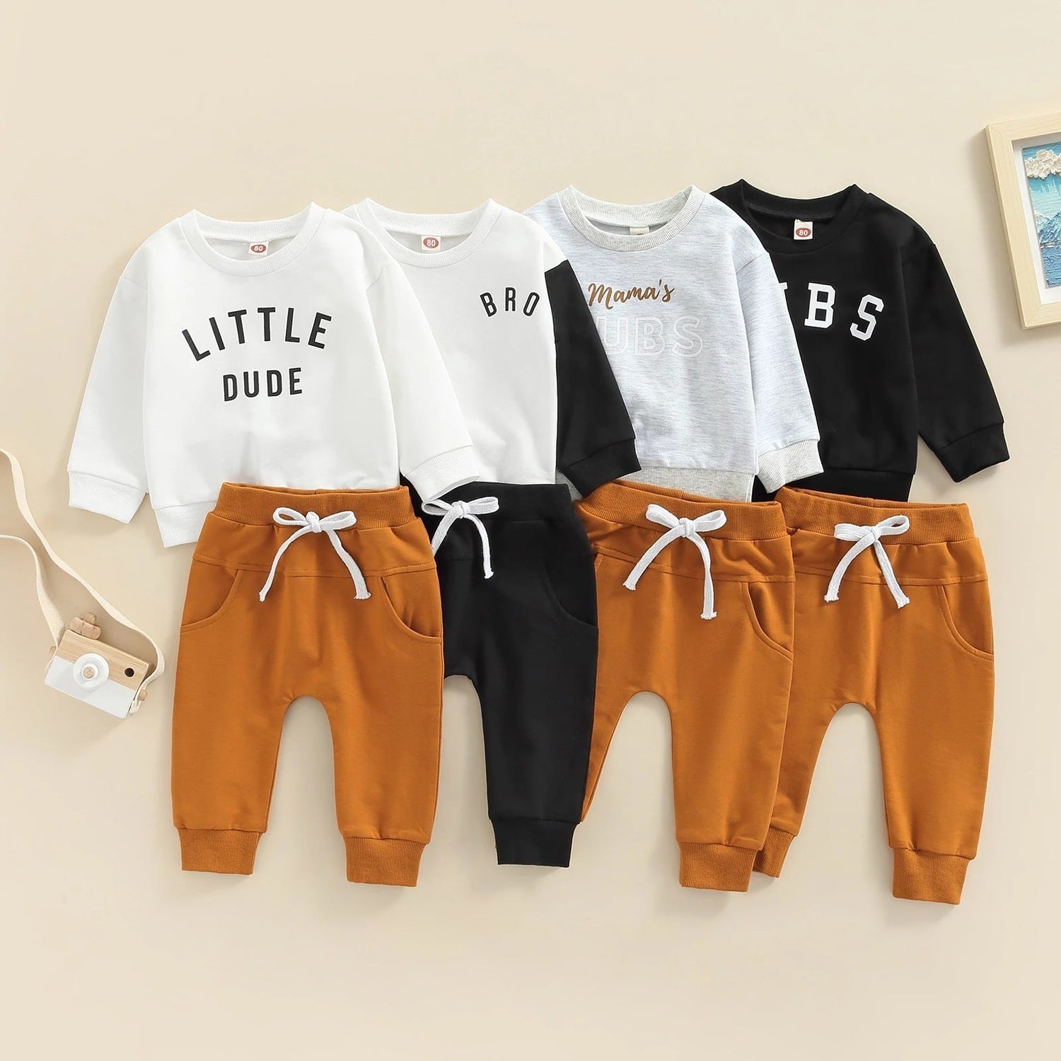 Boys Casual Bubs Letter Print Top Trousers