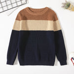 Cozy Kids Knit Sweater - Soft Stretchable Striped Pullover For Boys & Girls, Warm Winter Casual Wear, Breathable Cotton Blend - Cindi Book