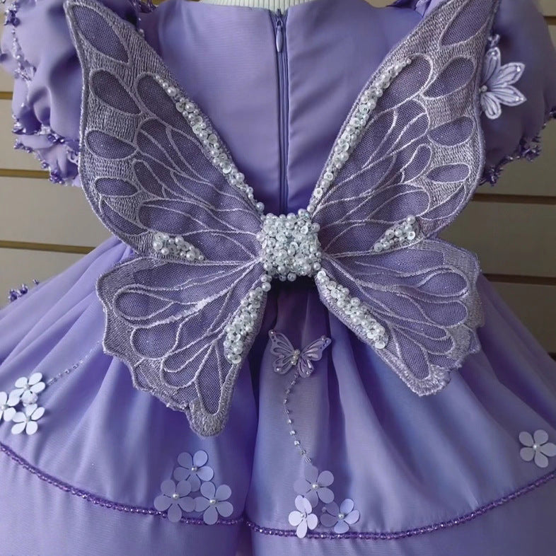 Little Girl Birthday Full-year Evening Dress Piano Performance Costume Girl - Cindi Book