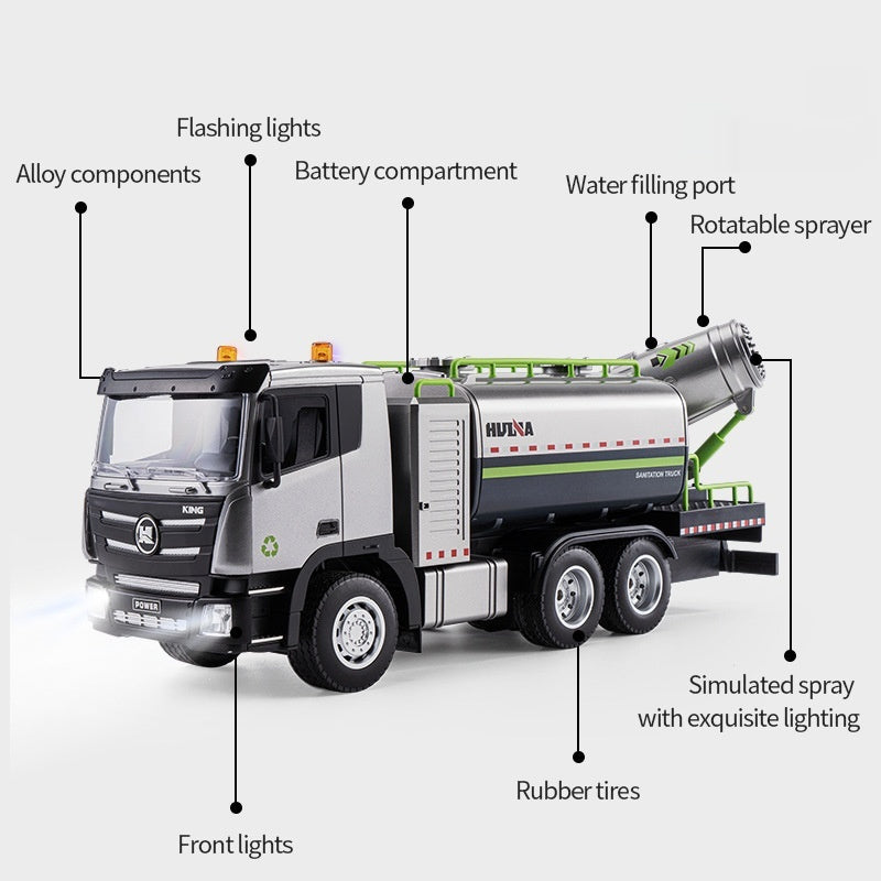 Alloy Remote-Control Mist Cannon Truck Electric Construction Vehicle Toy
