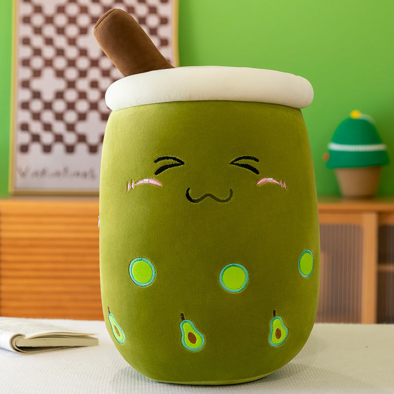 Fruit Milky Tea Cup Pillow Plush Toy Leather Phone Case - Cindi Book