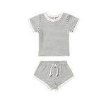 Children's Shorts Sunken Stripe Two-piece Set - Cindi Book