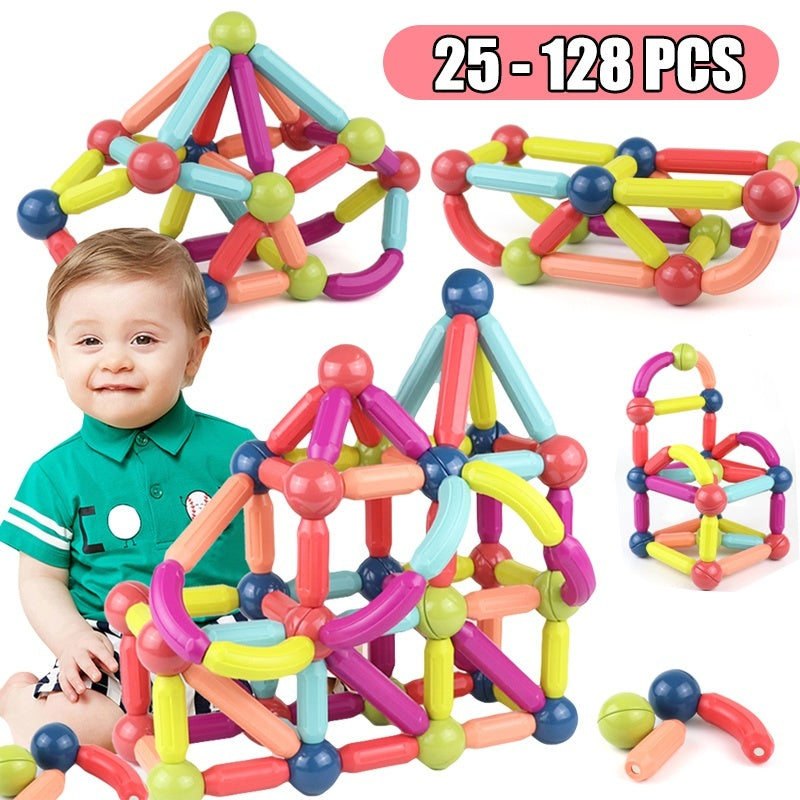 Big Size DIY Magnetic Construction Set Early Learning Constructor Variety Magnetic Rod Building Blocks For Children Toys Gift - Cindi Book
