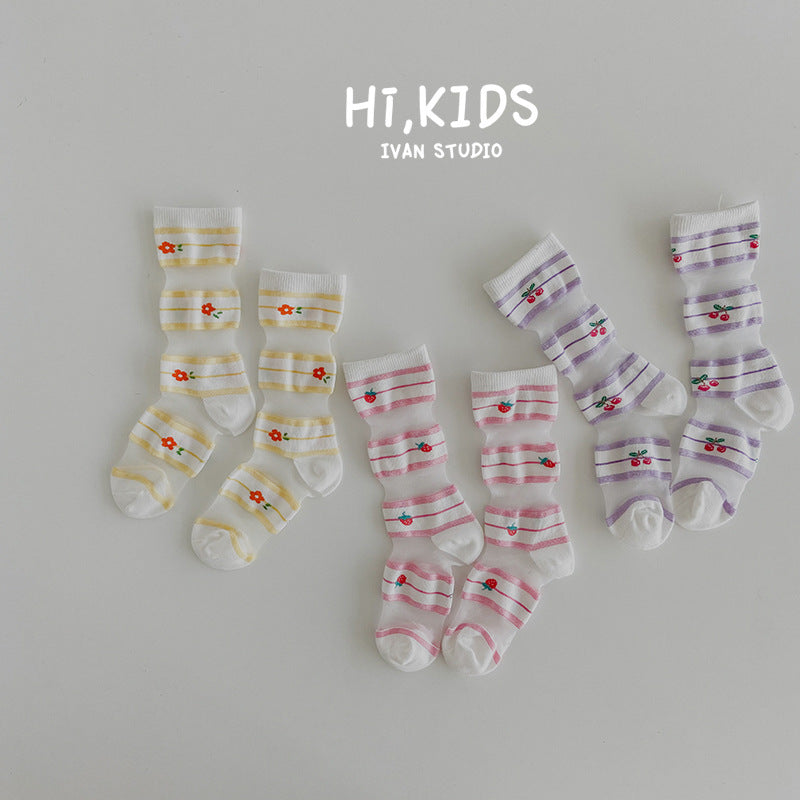 Children's Socks Summer Color Matching Plaid Korean Baby - Cindi Book