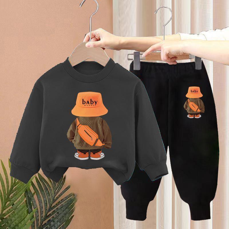 Boys Spring New Children's Autumn Leisure Sports Sweater Medium And Small Two-piece Suit Fashion - Cindi Book