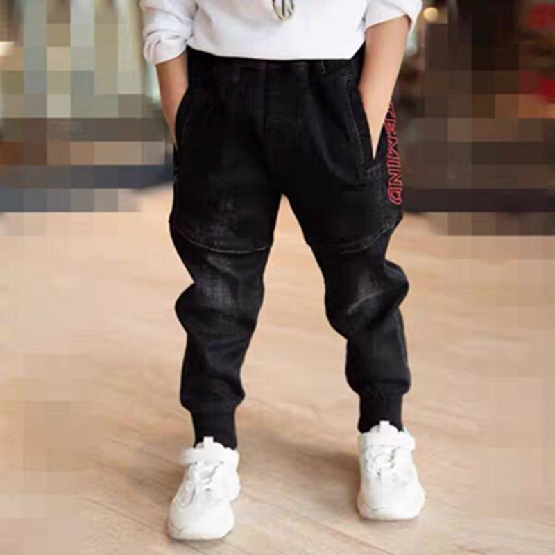 Kids Black Jeans Single Pants Spring And Autumn Boys Pants - Cindi Book