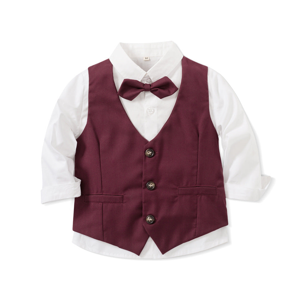 Banquet Party Gentleman Bow Tie Vest Dress Boys' Three-piece Suit - Cindi Book
