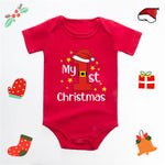 Christmas Deer English Letters Printed Red Triangle Rompers - Cindi Book