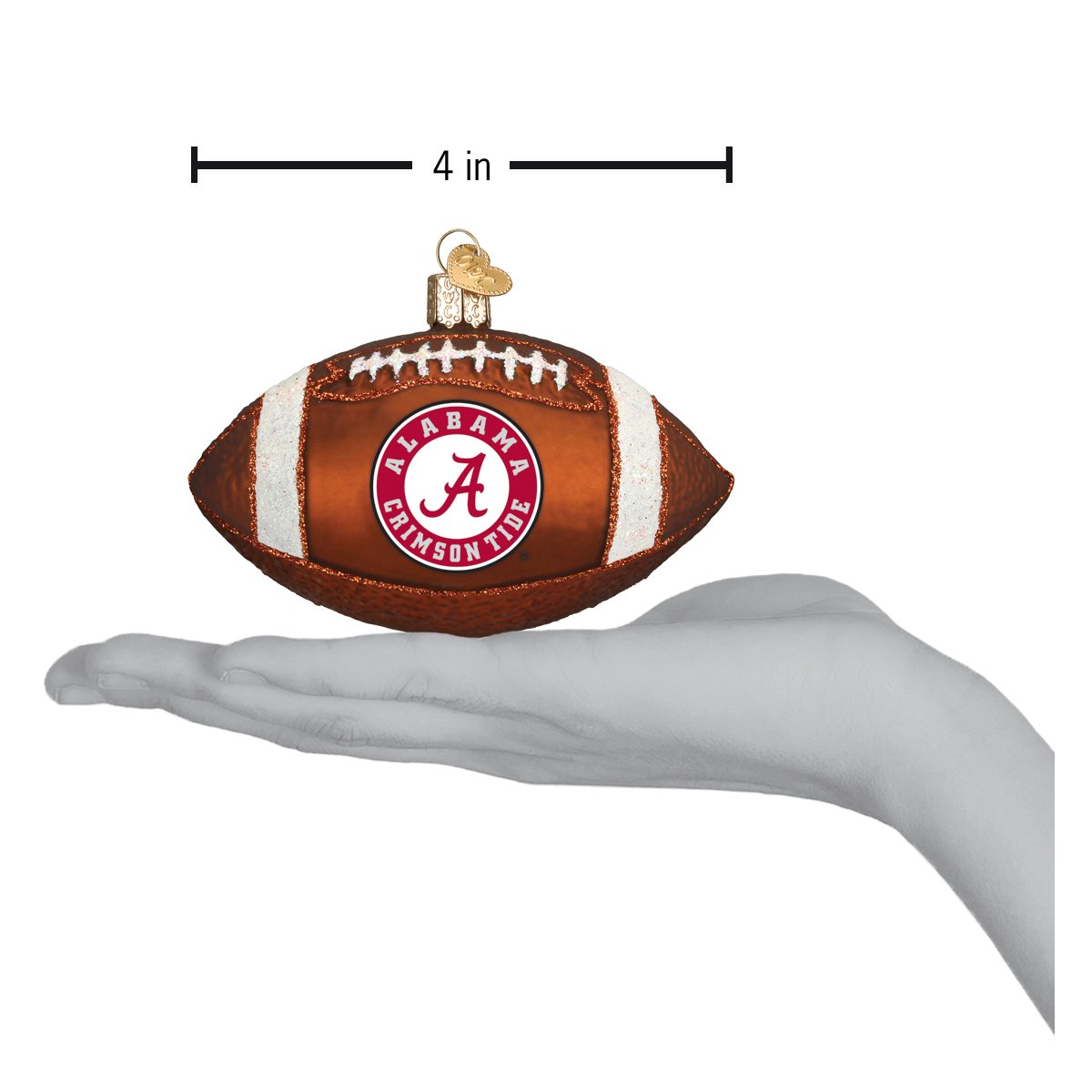 Old World Christmas Alabama Football Ornament - hand-blown glass Christmas tree ornament (view 4)