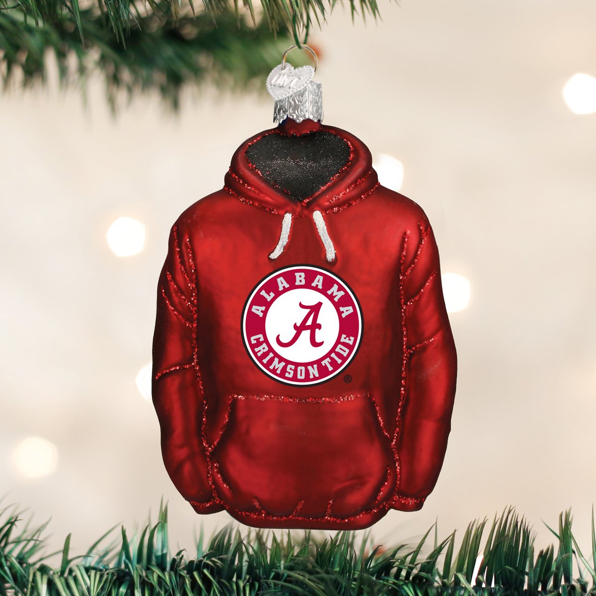 Old World Christmas Alabama Hoodie Ornament - hand-blown glass Christmas tree ornament
