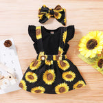 SUNFLOWER Printing Suit Romper Three-piece Suit - Cindi Book