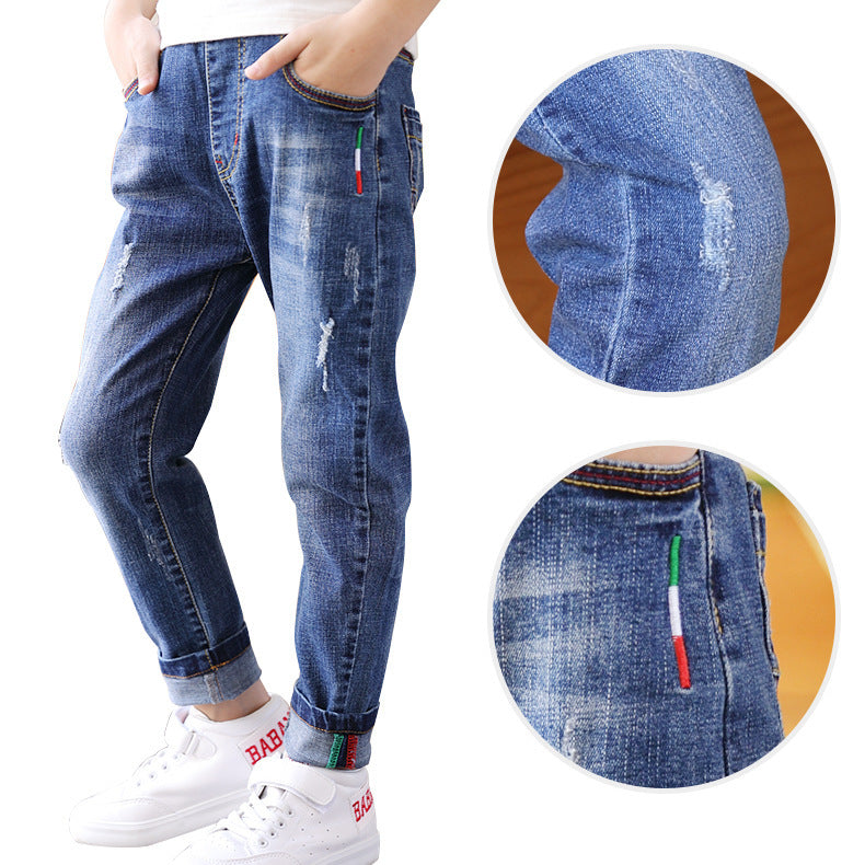 Boys' denim trousers, new style, big children's trousers, spring and autumn children's trousers - Cindi Book