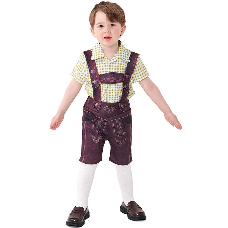 Cute Plaid Suspender Pants Performance Costume - Cindi Book