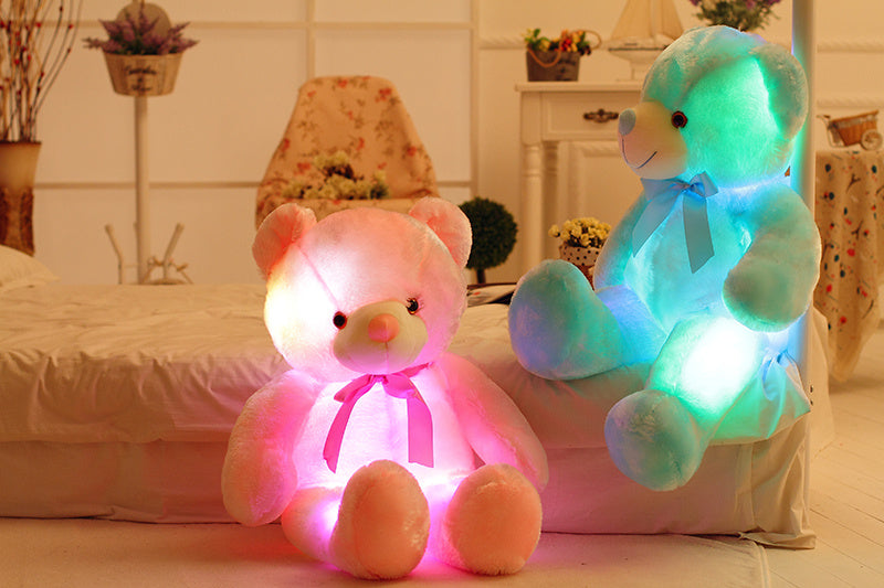 Creative Light Up LED Teddy Bear Stuffed Animals Plush Toy Colorful Glowing Christmas Gift For Kids Pillow - Cindi Book