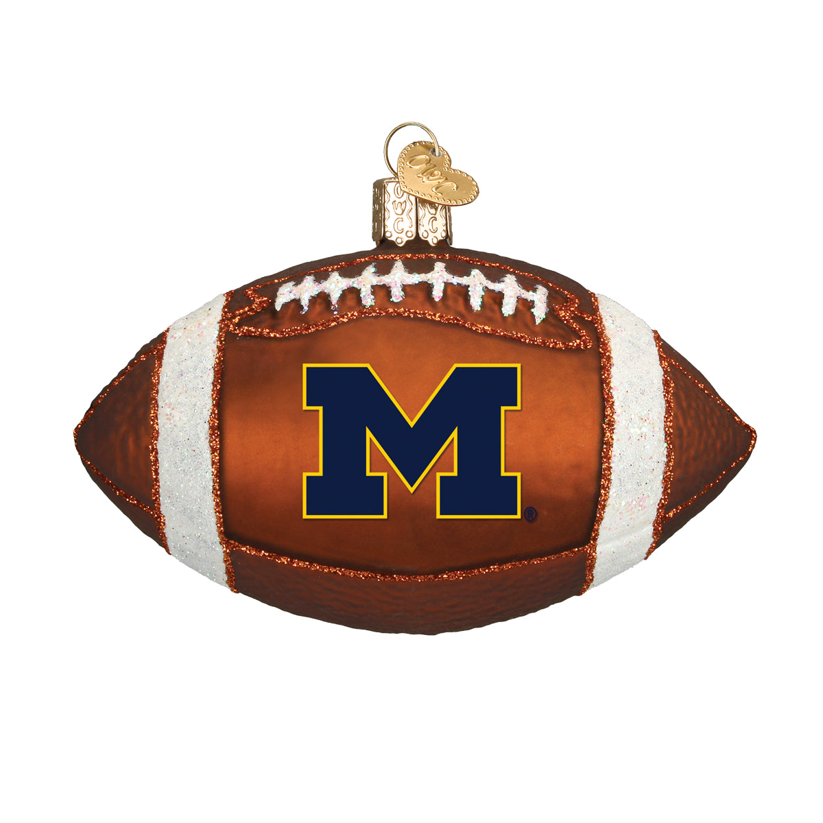 Old World Christmas Michigan Football Ornament - hand-blown glass Christmas tree ornament (view 3)