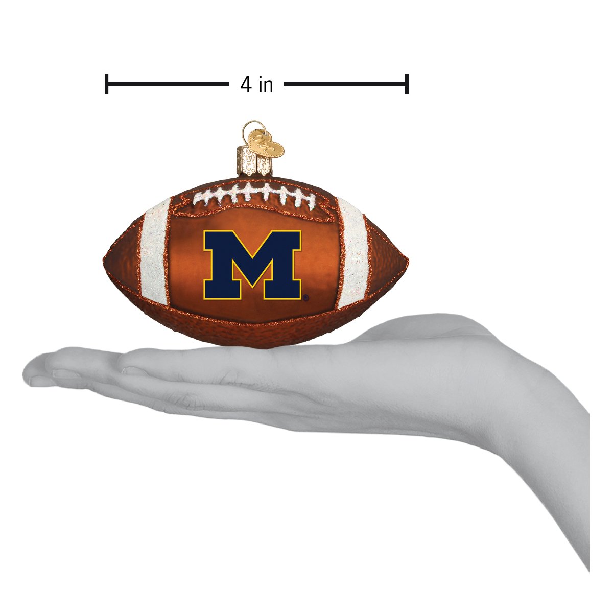 Old World Christmas Michigan Football Ornament - hand-blown glass Christmas tree ornament (view 4)